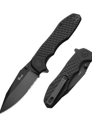 CVLIFE Folding Serrated Pocket Knife 3 26 14C28N featuring vlife in black