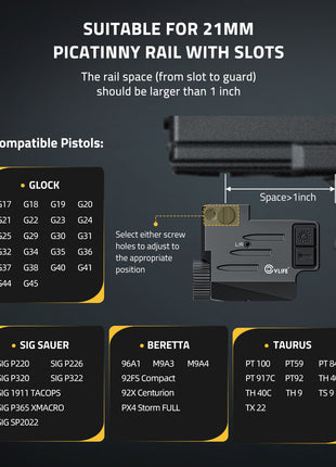 Laser Light Combo Tactical Flashlight Compatible Pistols