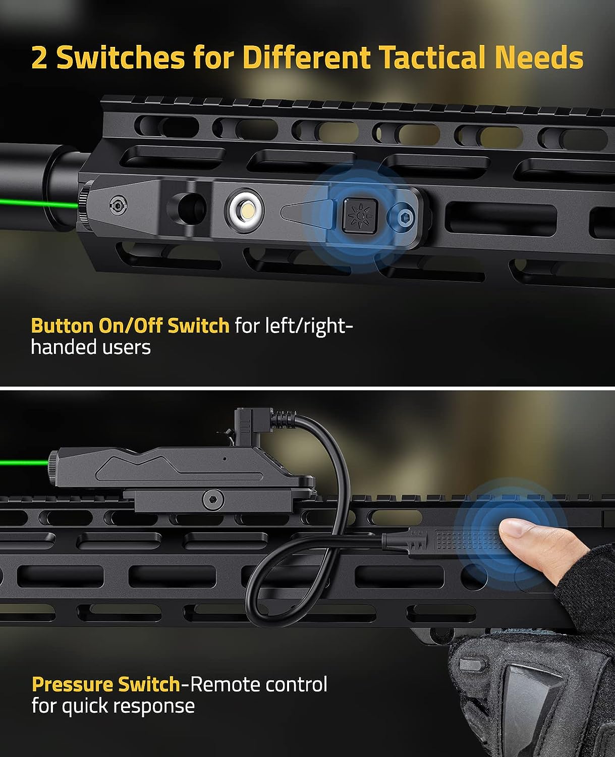 Viseur laser vert compatible avec rail Picatinny M-Lok, fusil à profil  ultra-bas, visée laser