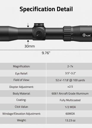 CVLIFE Included Items Scope featuring diopter adjustment body material
