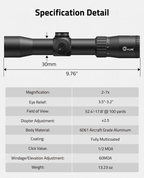 CVLIFE Included Items Scope featuring diopter adjustment body material