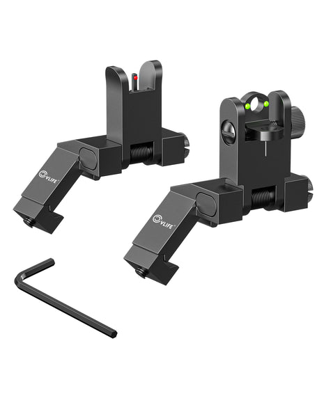 CVLIFE Iron Sight 45 Degree Offset Flip Up Front and Rear Sight for Picatinny Rail
