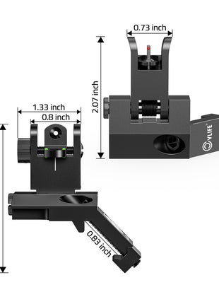 Size details of iron sight for picatinny rail mount