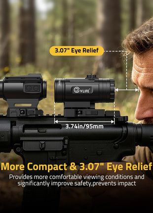CVLIFE JackalHowl 3X Red Dot Magnifier featuring provides more comfortable viewing conditions and