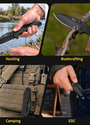 CVLIFE knife featuring hunting bushcrafting in black