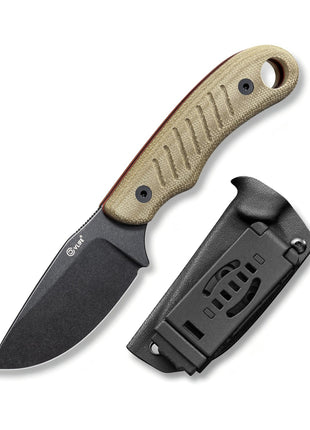 CVLIFE Fixed Blade EDC Camping Knife Kydex Sheath featuring ovlife in brown