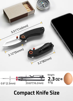 CVLIFE Razor-Sharp Blade featuring compact knife size, 140mm x 54mm x 82mm in black