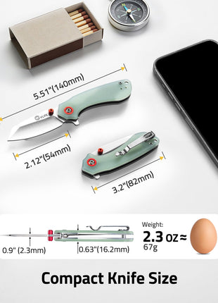 CVLIFE Razor-Sharp Blade featuring compact knife size, 140mm x 54mm x 82mm in jade green