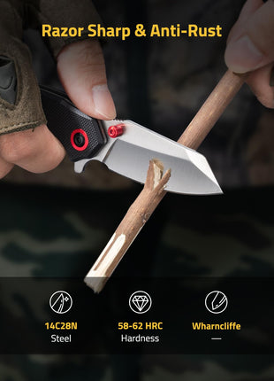CVLIFE 2 12 14C28N Stainless Steel Blade featuring razor sharp & anti-rust in black