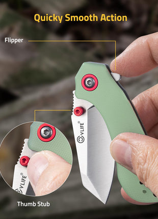 CVLIFE blade featuring quicky smooth action flipper in jade green