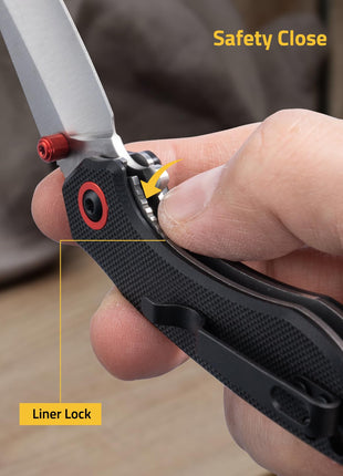 CVLIFE 2 12 14C28N Stainless Steel Blade featuring safety close liner lock in black