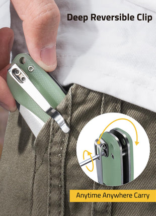 CVLIFE Razor-Sharp Blade featuring deep reversible clip anytime anywhere carry in jade green