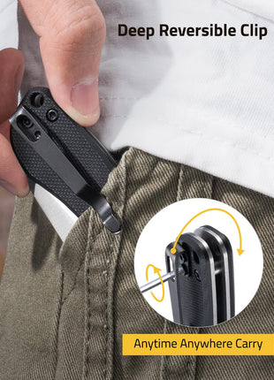 CVLIFE locks the blade featuring deep reversible clip anytime anywhere carry in black