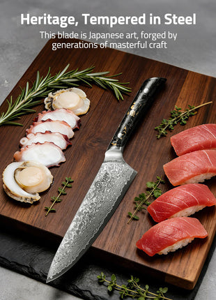 CVLIFE Damascus Steel Knife featuring heritage, tempered in steel