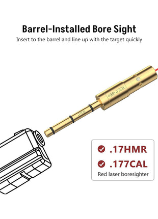 Barrel-Installed Bore Sight for .17HMR and .177 CAL Red Laser Boresighter