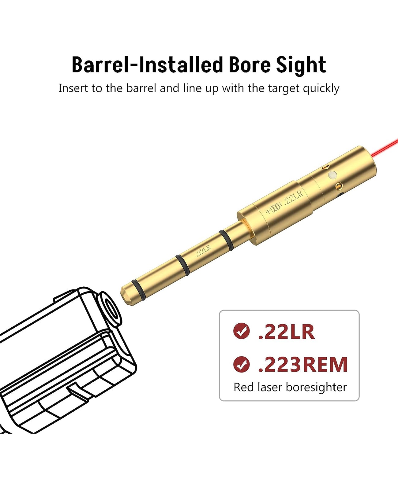 CVLIFE Laser Bore Sight for .22lr and 223/5.56mm Red Laser Boresighter