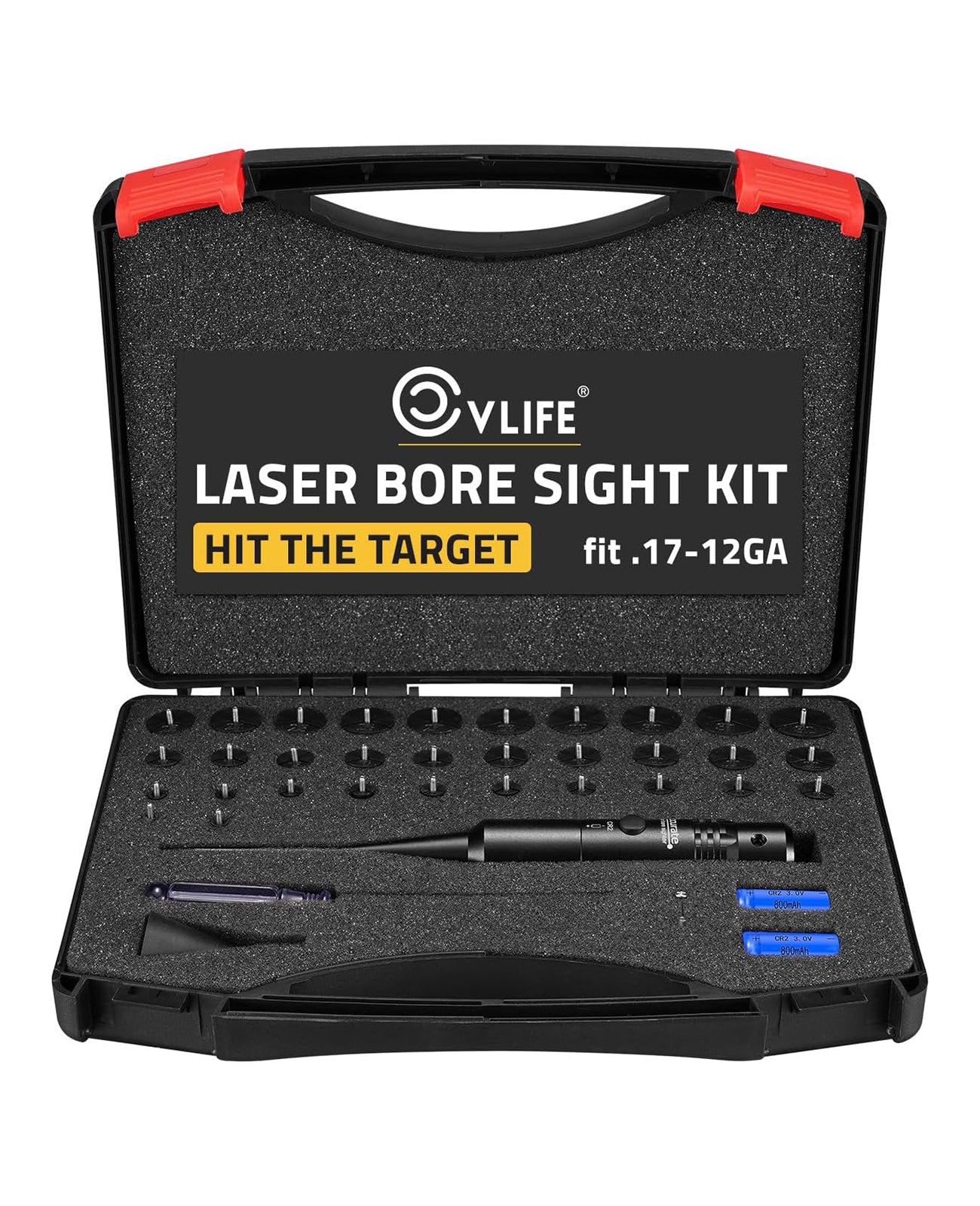 CVLIFE Laser Bore Sight Kit with 32 Adapters Fit 0.17 to 12GA Calibers