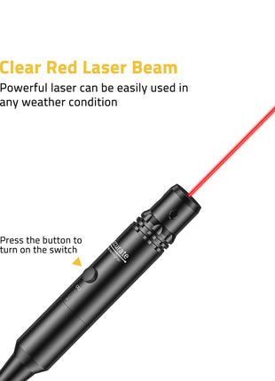 Laser Bore Sight Kit with Clear Red Laser Beam and Press Button