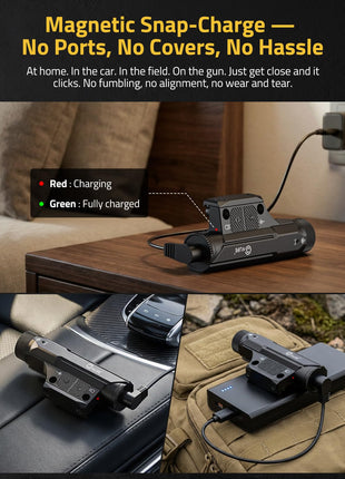 CVLIFE Laser Light featuring magnetic snap-charge 一 no ports, no covers, no hassle in light with green beam