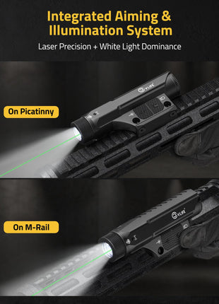 CVLIFE Laser featuring onpicatinny vlife onm-rail in light with green beam