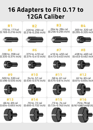 scope leveling kit with 16 adapters for 0.17-12ga caliber