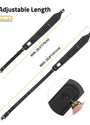 CVLIFE Leather Rifle Sling featuring adjustable length, 75cm x 101cm in black