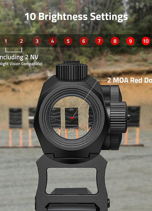 2MOA Red Dot Sight with 10 Brightness Settings