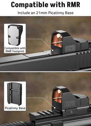 Red Dot Sight Compatible with RMR and Come with 21mm Picatinny Base