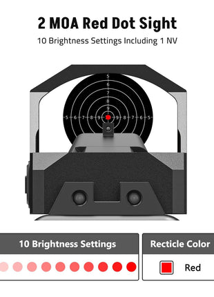 2 MOA Red Dot Sight with 10 Brightness Settings
