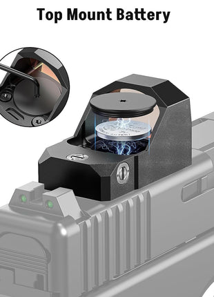 Red Dot Sight Compact Reflex Sight with Top Mount Battery