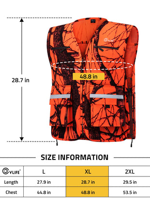 CVLIFE Multi Pockets featuring length chest, 48.8in x 28.7 in x 27.9 in Large