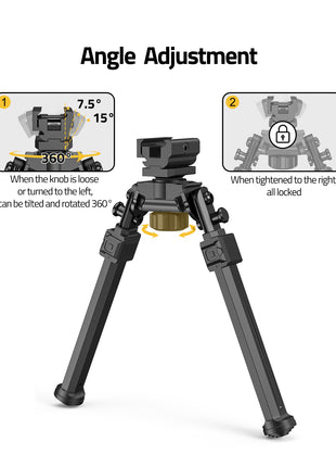 Rifle Bipod for Picatinny Angle Adjustment Method