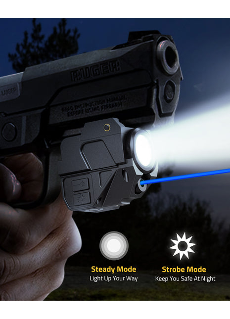 Tactical Flashlight with Blue Laser Light and Strobe Mode