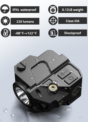 Waterproof and Shockproof 220 Lumens Tactical Flashlight