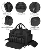 CVLIFE Range Bag featuring lockable zipper detachableshoulder zippered front in black