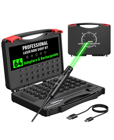 CVLIFE Rechargeable Bore Sight Laser Kit featuring laser bore sight kit adapters&rechargeable in green laser