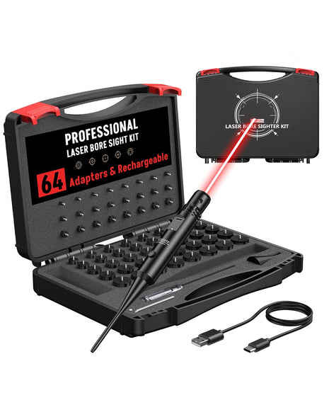 CVLIFE Rechargeable Bore Sight Laser Kit featuring laser bore sight kit adapters&rechargeable in red laser