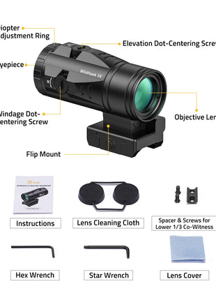 CVLIFE Red Dot Magnifier featuring centering screw flip mount