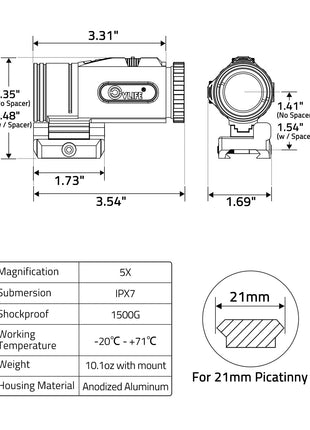 CVLIFE Red Dot Magnifier featuring for picatinny housing material