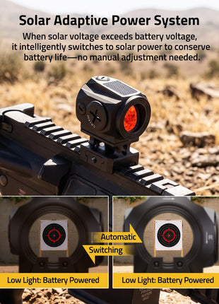 CVLIFE Red Dot Sight featuring solar adaptive power system