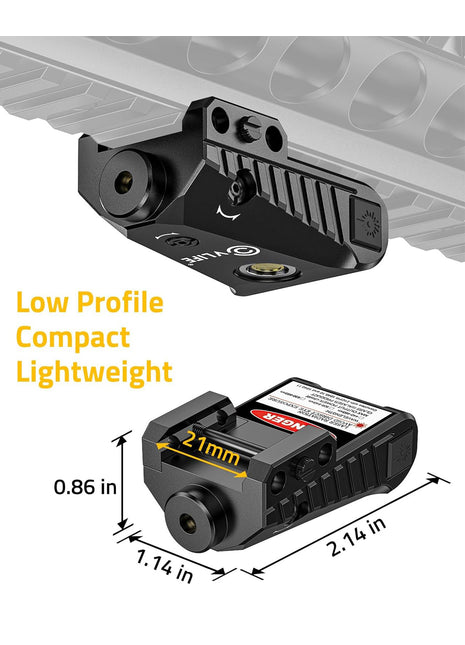 Compact and Lightweight Gun Laser for Low Profile Picatinny Rail Pistols