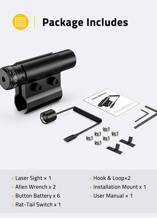 Red Laser Sight with Hook and Loop Package List