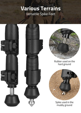 CVLIFE rifle bipod featuring versatile spike feet rubberused on the hard ground in black