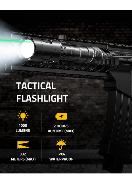Green Laser Light Combo 1000 Lumens Tactical Flashlight
