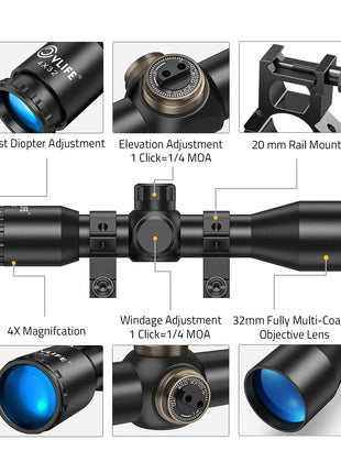 CVLIFE Quick-Release 20mm Mount featuring elevation adjustment rail mount
