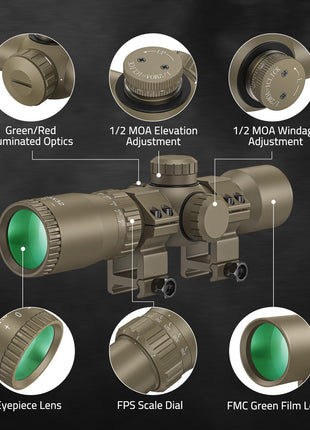 CVLIFE Optic Crossbow Scope featuring fmc green film lens in flat dark earth