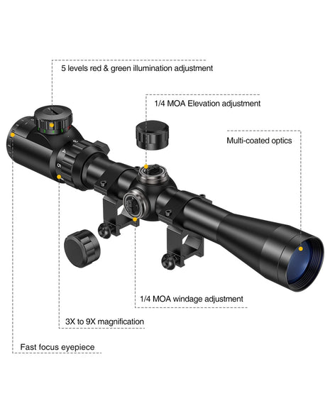CVLIFE 3-9x40 Rifle Scope featuring fastfocus eyepiece