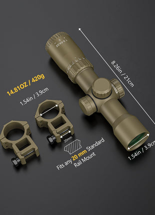 CVLIFE 5-5x32 Crossbow Scope featuring rail mount fits any standard in flat dark earth