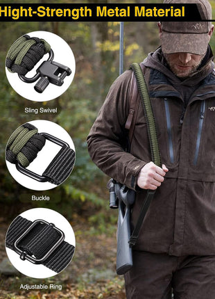 High Quality Rifle Sling with Adjustable Ring and Sling Swivels