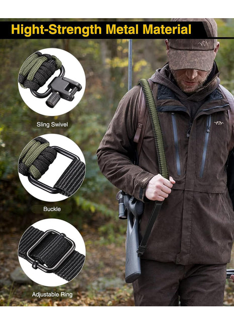 High Quality Rifle Sling with Adjustable Ring and Sling Swivels